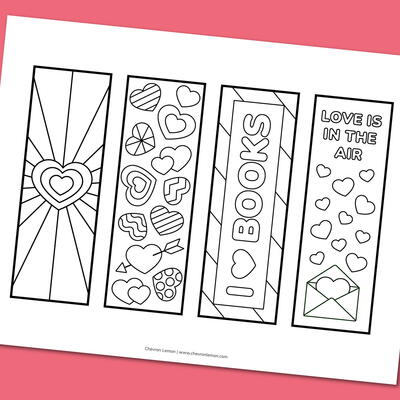 Printable Valentine's Day Coloring Bookmarks