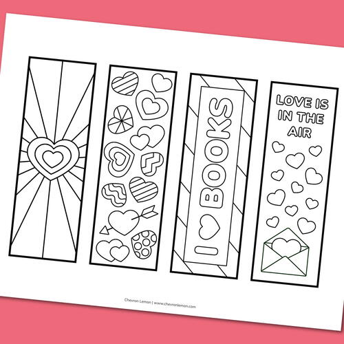 Printable Valentine's Day Coloring Bookmarks