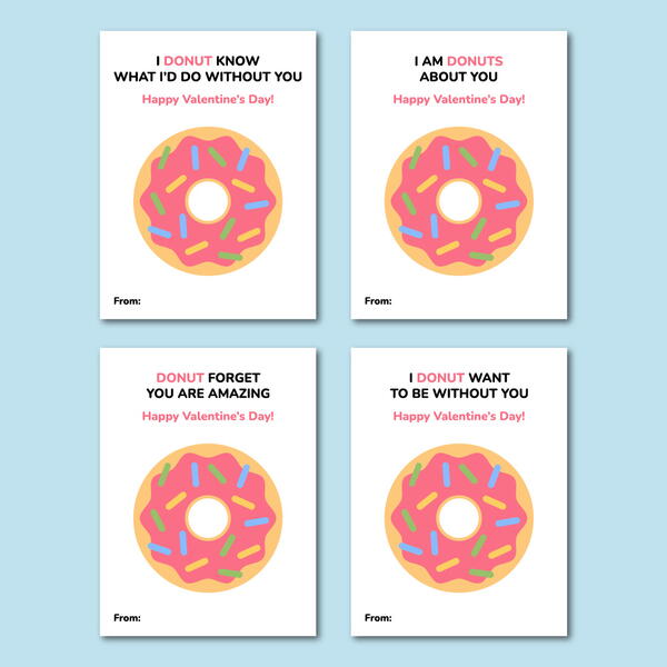 Printable Donut Valentine Cards