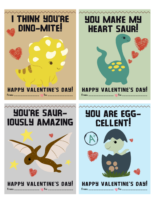 Free Printable Dinosaur Valentines