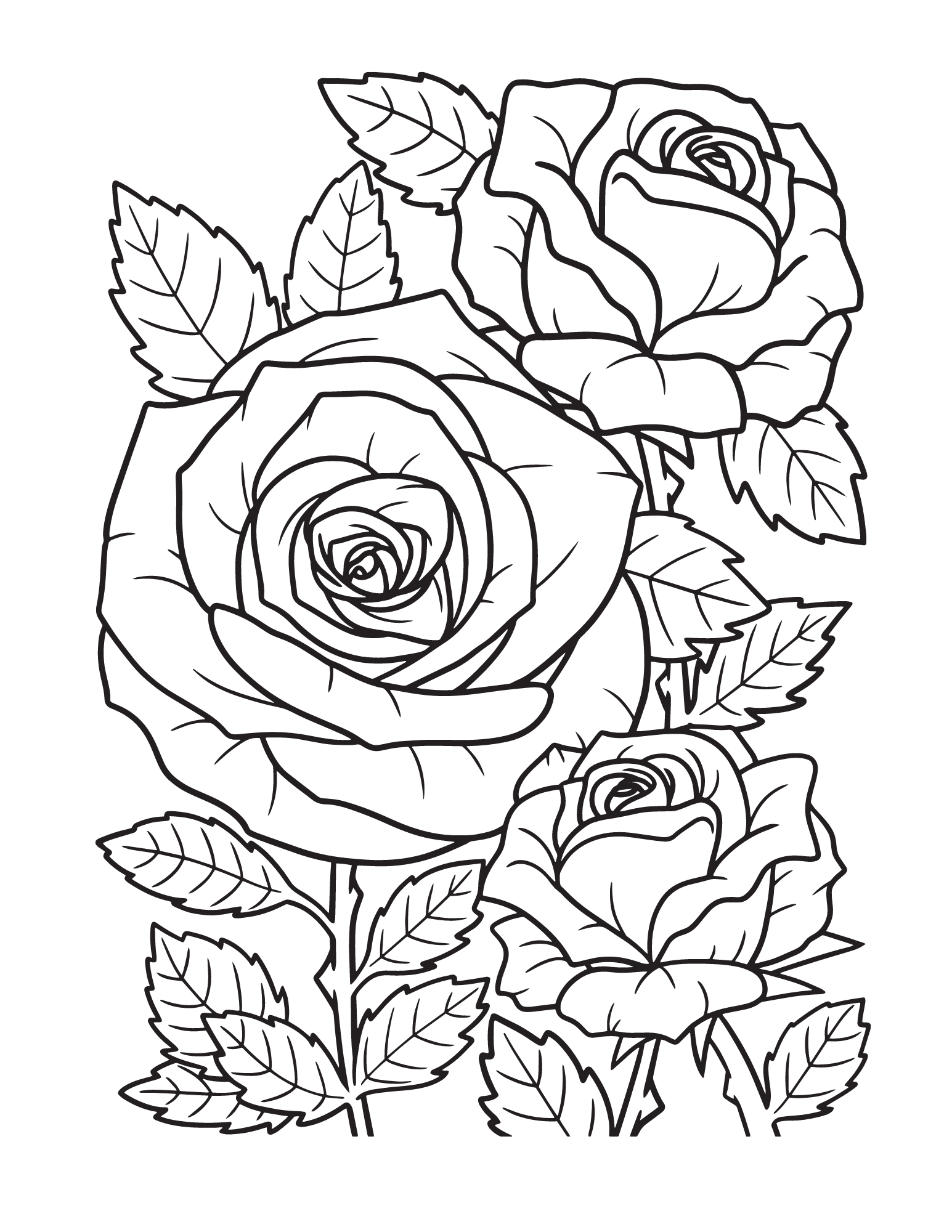 Rose Coloring Pages For Kids And Adults | DIYIdeaCenter.com