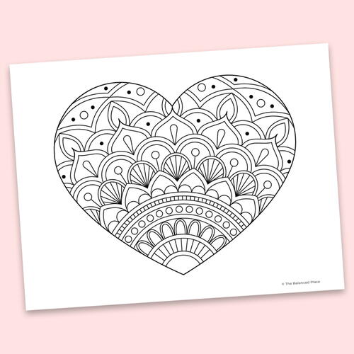 Printable Zentangle Heart Coloring Page