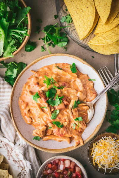 Creamy Slow Cooker Salsa Chicken