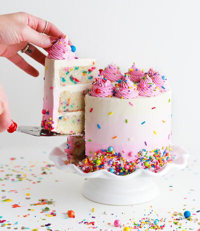 Sprinkle Ombre Funfetti Cake
