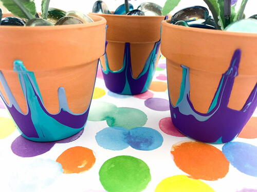 How To Make Cute Paint Pour Flower Pots