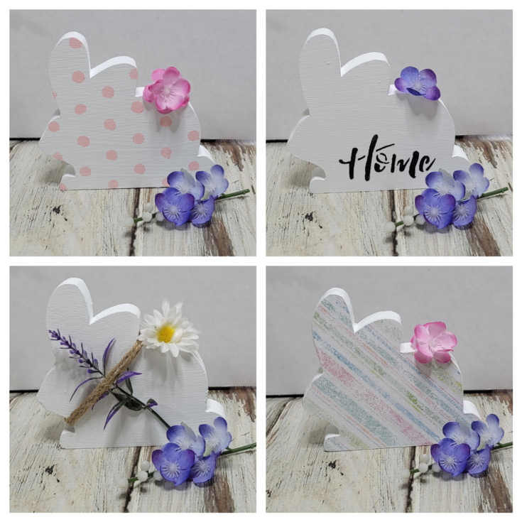4 Ideas For Decorating A Wood Bunny | AllFreeHolidayCrafts.com