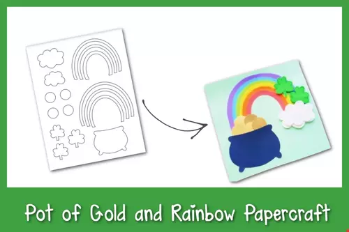 Pot Of Gold And Rainbow Papercraft