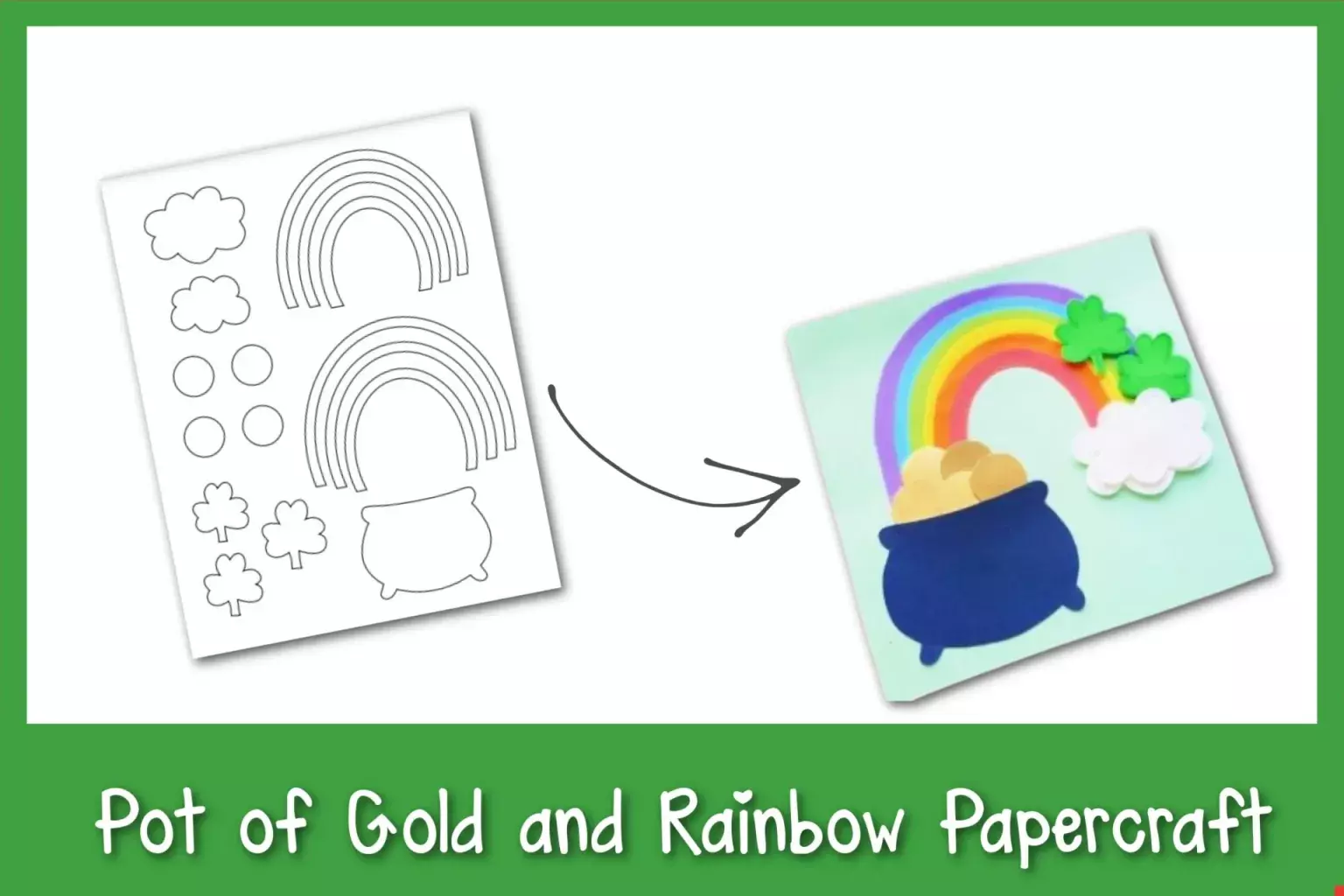 Pot Of Gold And Rainbow Papercraft | AllFreeHolidayCrafts.com