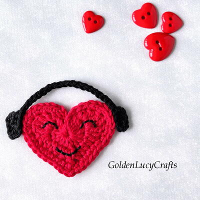 Listen To Your Heart Crochet Applique