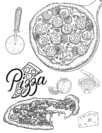 Pizza Coloring Pages For Kids And Adults