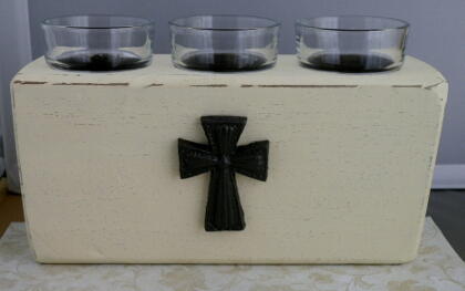 Farmhouse Cross Candle Holder Centerpiece