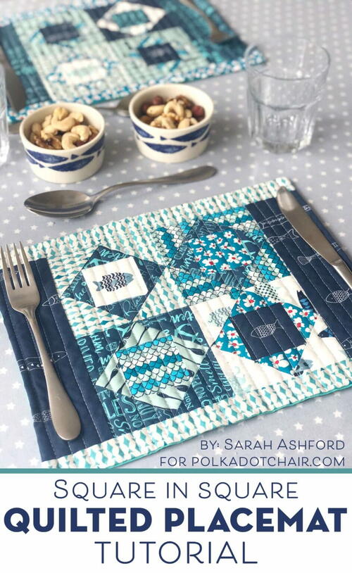 Square in Square Quilted Placemat Pattern
