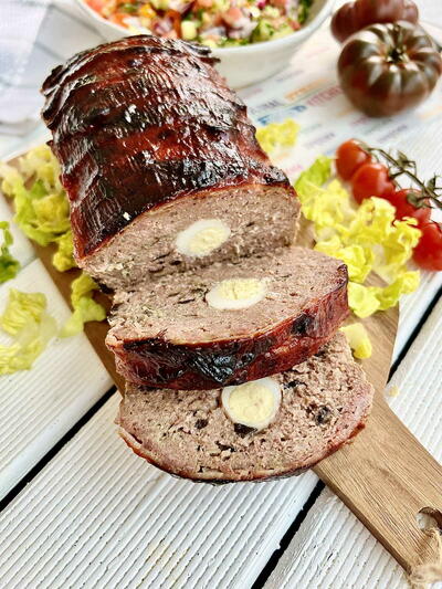 Smoked Meatloaf With Quail Eggs