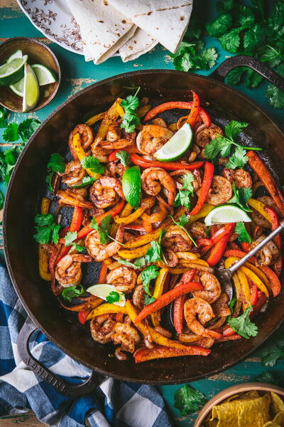 Skillet Shrimp Fajitas