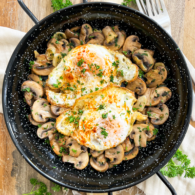Spanish Eggs With Garlic Mushrooms | Crazy Good 20 Minute Recipe