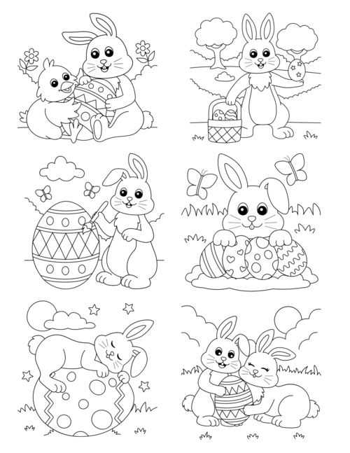 可爱的复活节兔子涂色页＂title=