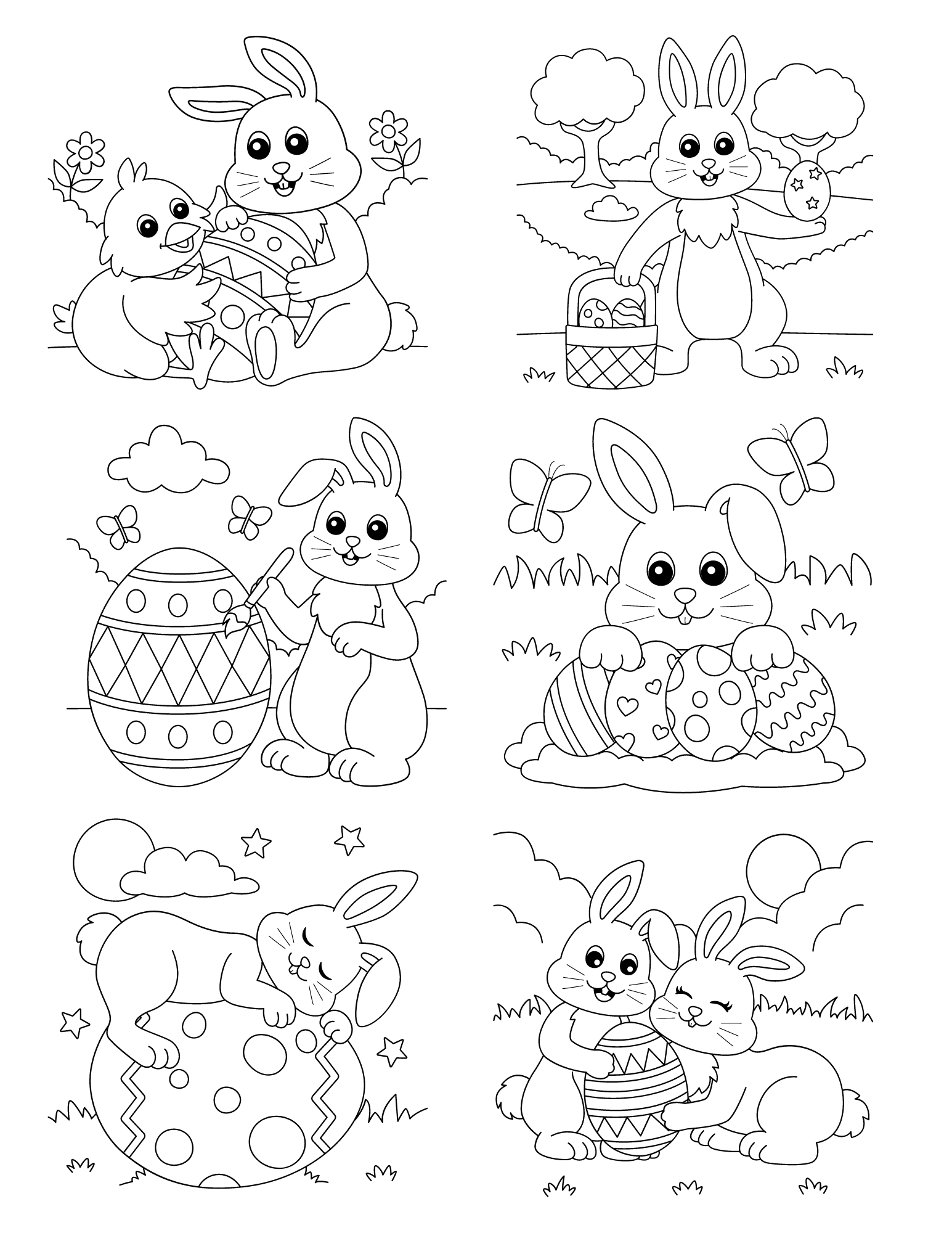 easter bunny coloring page easy