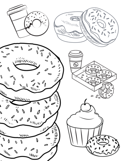 Cute Donut Coloring Pages