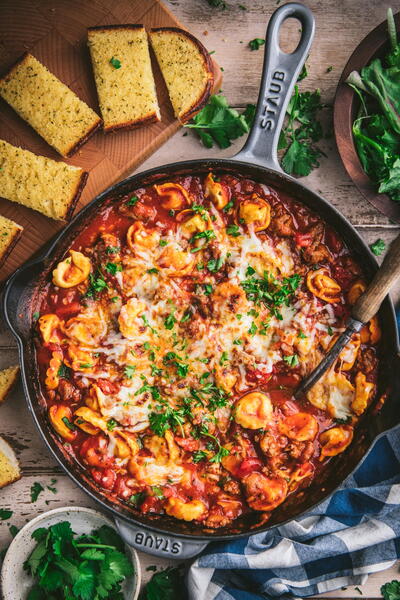 Sausage And Cheese Tortellini Skillet