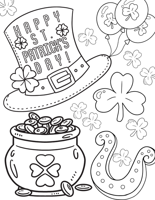 St. Patrick's Day Coloring Pages, Set of 3 Printable Coloring