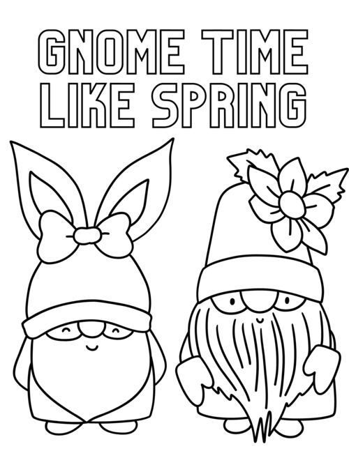 Spring Gnomes Coloring Pages