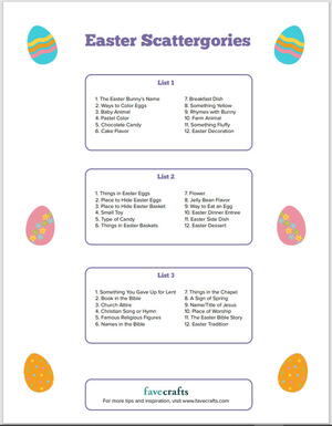 Easter Scattergories Printable Game (Free!) | FaveCrafts.com