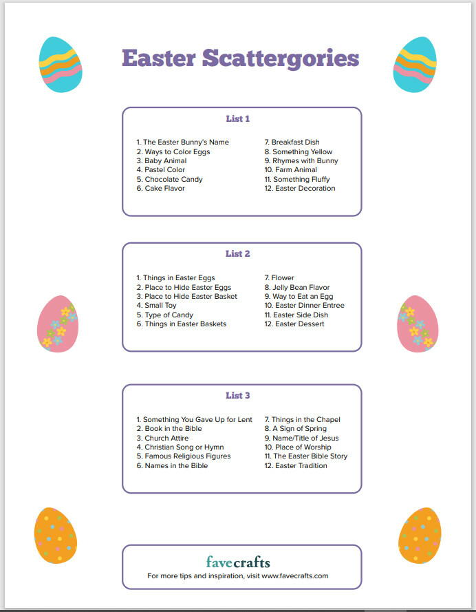 Thanksgiving Scattergories Printables - U Create