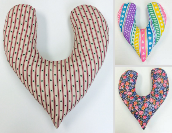 Image shows three finished free mastectomy pillows.