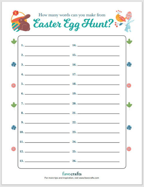 Printable Easter Words Game