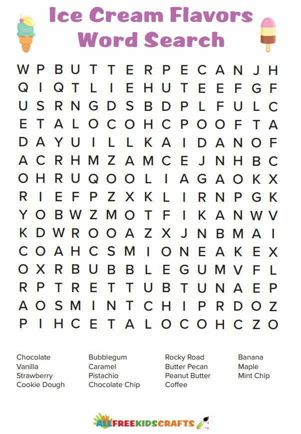 Ice Cream Flavors Word Search AllFreeKidsCrafts ice-cream-flavors-word-search-allfreekidscrafts
