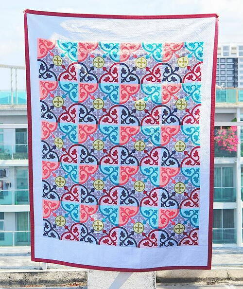 Peranakan Tiles Inspired Applique Quilt