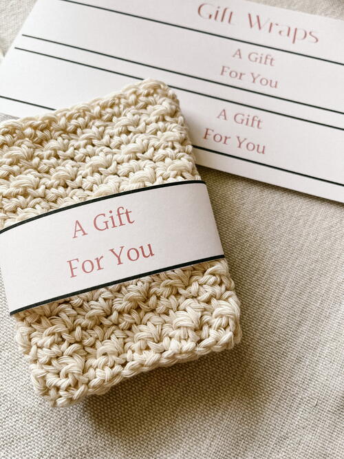Free Printable: A Gift For You, Crochet Dishcloth Wrap Label