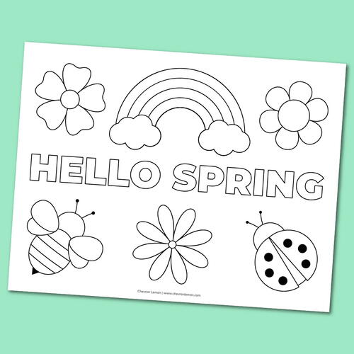Printable Hello Spring Coloring Page