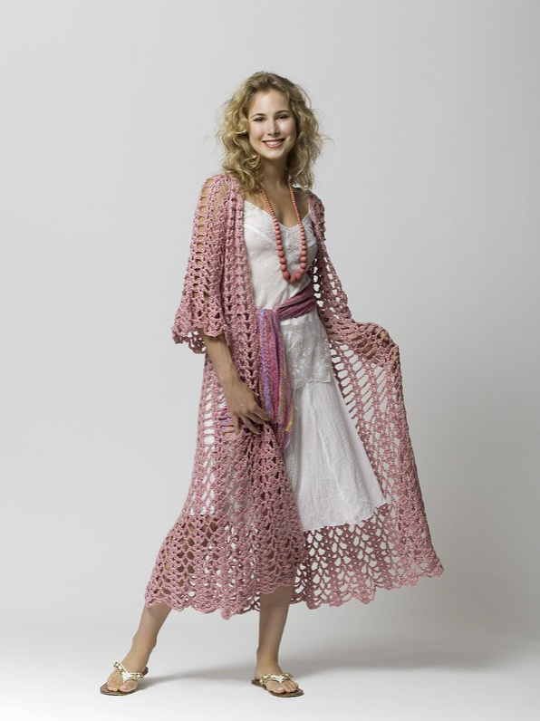 Long Crochet Lacy Duster Pattern (FREE PDF) | FaveCrafts.com