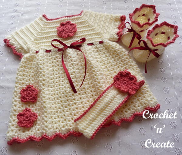 Crochet Newborn Baby Dress Set
