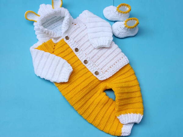 Baby Bunny Jacket With Overalls Or Dungarees For Boys & Girls
