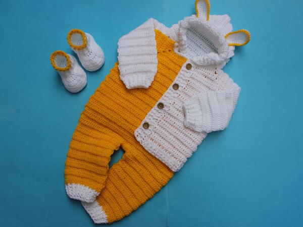 Baby Bunny Hoodie Jacket With Dungarees