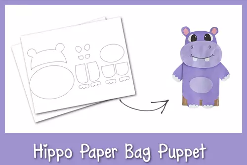 Hippo Paper Bag Puppet
