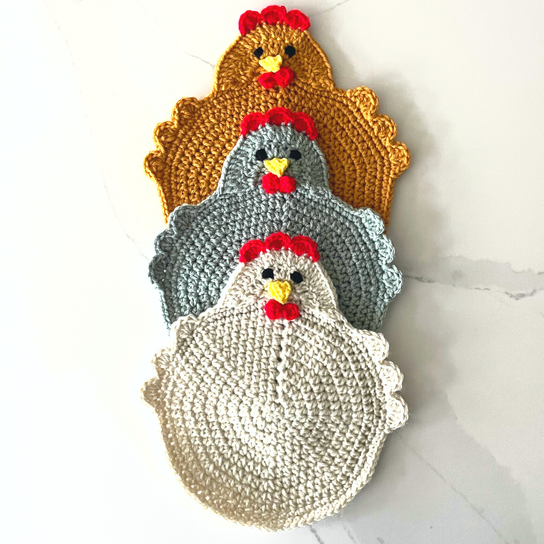 Cotton Pot Holder (Farmhouse Chicken) - Set of 6 - Multi