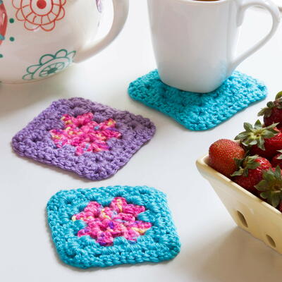 Granny Square Crochet Coaster Pattern