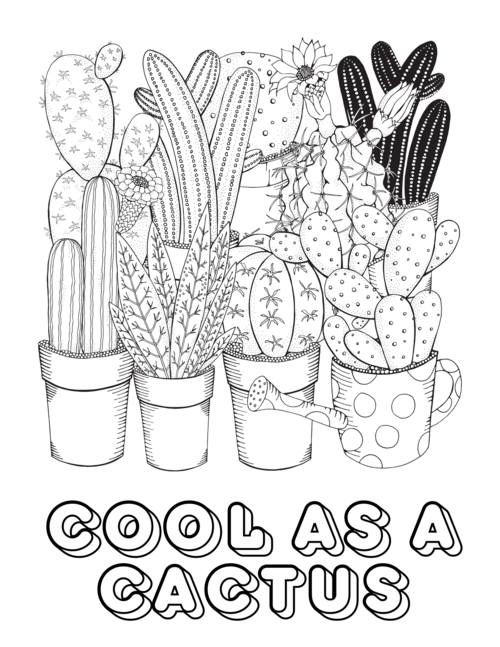 Cute Cactus Coloring Pages