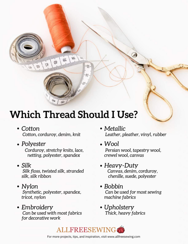 Types of Thread to Use (Free Printable)
