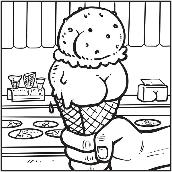 Butts on Things Ice Cream Coloring Page
