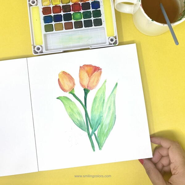 Watercolor Tulip Painting Tutorial