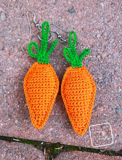 Stuffed Carrots Crochet Earrings
