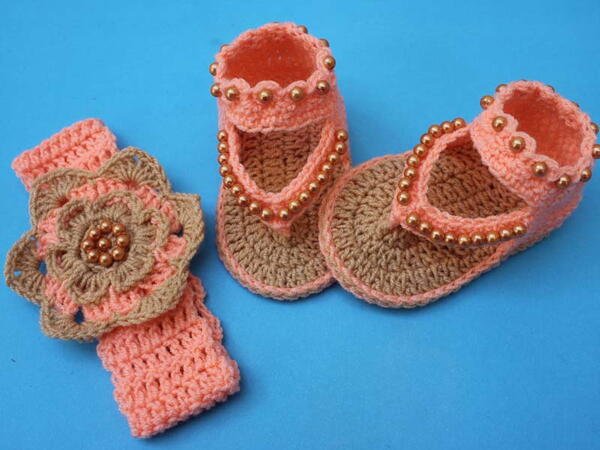 Crochet Baby Headband & Baby Shoes