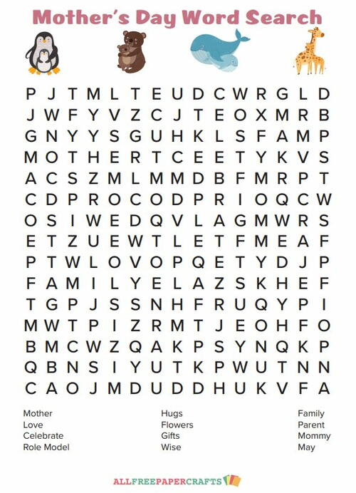 Mothers Day Word Search PDF
