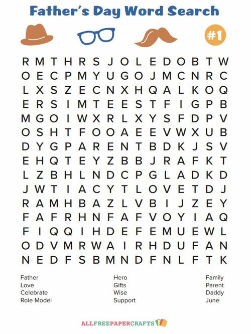 Fathers Day Word Search PDF