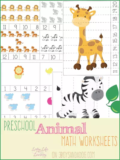 Animal Preschool Math Worksheets