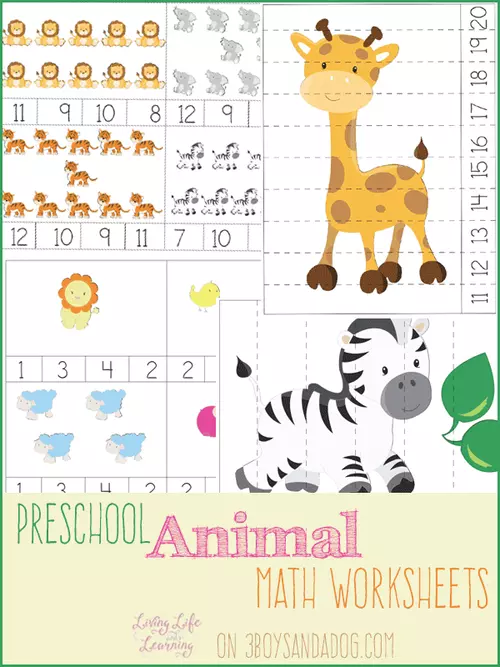 Animal Preschool Math Worksheets